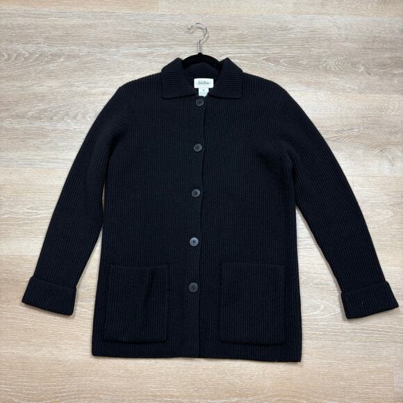 Neiman Marcus Cashmere Full Button Sweater Women’s M Color Black - Picture 1 of 4